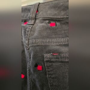 Talbots Simply Flattering 5-pocket cords charcoal & black Scotties sz 8P